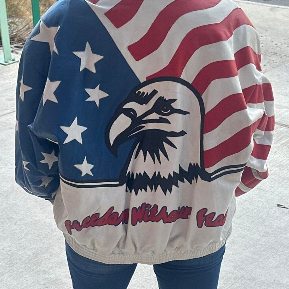 vintage all leather american flag freedom without fear